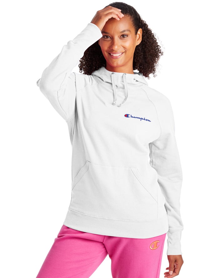 Champion Hoodie Dames - Wit - Powerblend Script Logo ( 504927-DCZ )